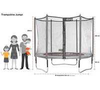 Kangui - Trampoline De Jardin 244 Cm + Filet De Sécurité Jumpi Taupe/Vert 250