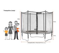 Kangui - Trampoline De Jardin 305 Cm + Filet De S?Curit? + ?Chelle + B?Che De Protection Jumpi Vert/Noir 300