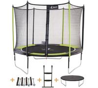 Kangui - Trampoline de jardin 305 cm + filet de sécurité + échelle + bâche de protection + kit d'ancrage JUMPI POP 300