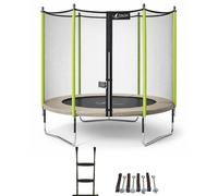 KANGUI Trampoline de jardin 305 cm + filet de sécurité + échelle + kit d'ancrage JUMPI Taupe/Vert 300