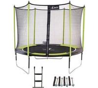 KANGUI Trampoline de jardin 305 cm + filet de sécurité + échelle + kit d'ancrage JUMPI Vert/Noir 300 Orange G