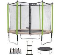 Kangui - Trampoline De Jardin 305 Cm + Filet + Échelle + Bâche + Kit D'ancrage Jumpi Taupe/Vert