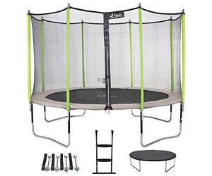 Kangui - Trampoline de Jardin 360 cm + Filet de sécurité + échelle + bache + kit JUMPI Zen 360