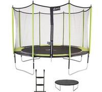 Kangui Trampoline de jardin 365 cm + filet de sécurité + échelle + bâche de protection JUMPI Vert/Noir 360 Orange G