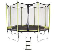 Trampoline de jardin 365 cm + filet de sécurité + échelle JUMPI Vert/Noir 360