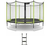 KANGUI Trampoline de jardin 365 cm + filet de sécurité + échelle JUMPI Vert/Noir 360 Orange G