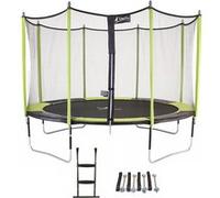 Kangui - Trampoline de Jardin 365 cm + Filet de sécurité + échelle + kit d'ancrage JUMPI Vert/Noir 360