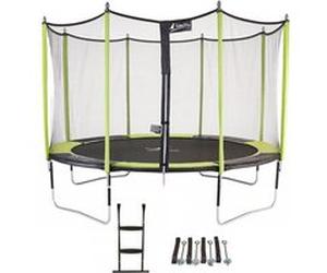 KANGUI Trampoline de jardin 365 cm + filet de sécurité + échelle + kit d'ancrage JUMPI Vert/Noir 360 Orange G