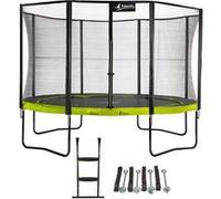 Kangui Trampoline de jardin 365 cm + filet de sécurité + échelle + kit d'ancrage PUNCHI Vert 360 vert