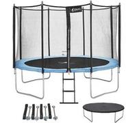 Trampoline de jardin 426 cm + échelle + bâche de protection + kit d'ancrage bleu TU