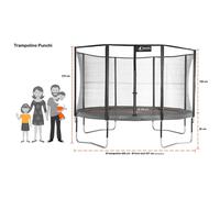 Kangui - Trampoline 430 cm + filet + échelle + bâche + kit d'ancrage JUMPI Taupe/Vert 430 - Vert