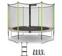 Kangui - Trampoline de Jardin JUMPI Zen - Saut Confort et Loisirs - Filet de Sécurité, Échelle & Kit d’Ancrage - Taupe et Vert - Ø 250, Ø 300, Ø 360 et Ø 430 cm