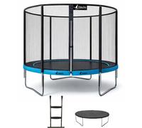 Kangui Trampoline de jardin rond PUNCHI Bleu 300 305 cm – filet de sécurité, échelle et bâche