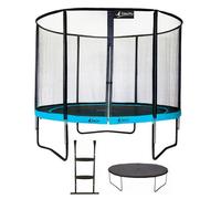 Kangui - Trampoline de jardin rond 305 cm + filet de sécurité + échelle + bâche de protection | PUNCHI Bleu 300