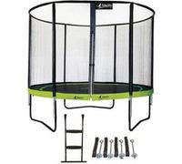 Trampoline de jardin rond 305 cm + filet de sécurité + échelle + kit ancrage punchi vert 300 vert TU