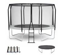 KANGUI Trampoline de jardin rond Ø360cm avec filet de sécurité + échelle + couverture + Kit ancrage - Fabrication européenne - Famili 360