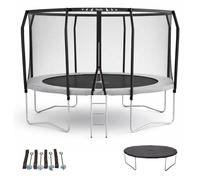 KANGUI Trampoline de jardin rond Ø426cm avec filet de sécurité + échelle + couverture + Kit ancrage - Fabrication européenne - Famili 430