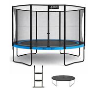 Kangui Trampoline de jardin rond PUNCHI 430 – filet de sécurité, échelle, bâche de protection – Bleu