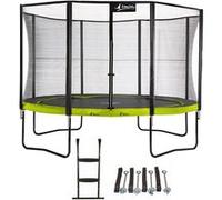 Trampoline de jardin rond 430 cm + filet de sécurité + échelle + kit ancrage punchi vert 430 vert TU