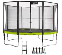 Kangui - Trampoline De Jardin Rond 430 Cm + Filet De Sécurité + Échelle + Kit D'ancrage Punchi Vert 430