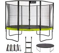 Kangui - Trampoline PUNCHI ALOE + échelle + couverture de propreté et kit d'ancrage - Vert et noir - Ø300cm - 360cm - 430cm