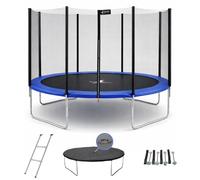 Kangui Trampoline rond Bleu Ø360 cm avec filet, échelle, bâche et kit d'ancrage