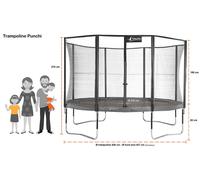 Kangui - Trampoline de Jardin Rond 430 cm + Filet + échelle + bâche + kit ancrage | PUNCHI Vert 430