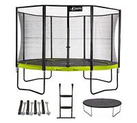 Kangui - Trampoline PUNCHI ALOE + échelle + couverture de propreté et kit d'ancrage - Vert et noir - Ø300cm - 360cm - 430cm