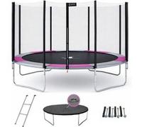 KANGUI Trampoline rond Ø360cm avec filet, échelle, bâche et kit d'ancrage RALLI 360 Rose G