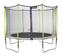 Kangui - Trampoline rond avec filet de sécurité JUMPI ZEN - Beige et vert - Ø250cm - 300cm - 360cm - 430cm