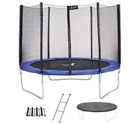 Kangui Trampoline Rond Bleu Ø250cm avec Filet, échelle,bâche et kit ancrage