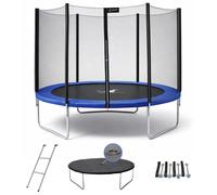 Kangui Trampoline rond Ø250 cm Bleu avec filet, échelle, bâche et kit ancrage