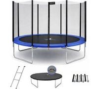 Kangui Trampoline rond Bleu Ø360 cm avec filet, échelle, bâche et kit d'ancrage