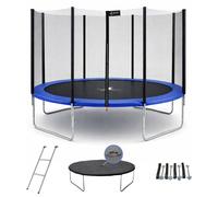 Kangui Trampoline rond Ø430 cm - filet, échelle, bâche et kit d'ancrage - Bleu