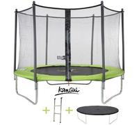 Kangui Trampoline Twin Ø 305cm - Vert - Avec Filet, Échelle, Couverture De Protection