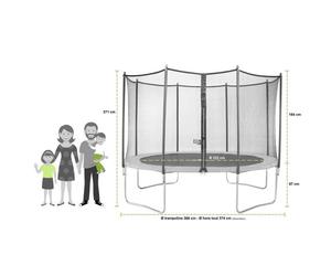 KANGUI Trampoline TWIN Ø 360cm - Vert - avec filet, échelle, couverture de protection