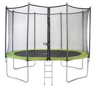 KANGUI Trampoline TWIN Ø 360cm - Vert - avec filet, échelle, couverture de protection