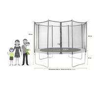 Kangui Trampoline TWIN Ø 430 cm Vert avec filet, échelle et couverture de protection