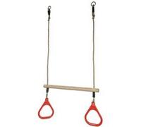 KANGUI Trapèze balançoire en bois avec anneaux de gymnastique pour enfant pour structure de jeux Marron G