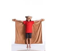 Kanguru Couverture Ours en Polaire pour Enfants avec capuches et Pattes, Taille 100 X 130 Cm, 100% Polyester, Marron, Unique