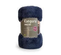 Kanguru Fluffi Midnight Couverture Polaire Effet Fourrure - Couverture Unie en Microfibre Moelleuse pour lit 1 Place et canapé - Bleu (130 x 230 cm)