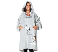 KANGURU Hoodie Snoopy Couverture en Polaire avec Capuche, 100 % Microfibre, Gris, Taille Adulte 95 x 95 cm
