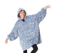 Kanguru Kangurone Glow Couverture Polaire Phosphorescent avec motifs Lumineux Constellations, Sweat Plaid a Capuche fille, Pull Plaid, Cadeau ado fille, Bleu, enfant 4-14 ans 75 x 75 cm