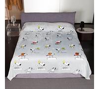 Kanguru - Plaid 2 places, Snoopy, 230x230 cm, couverture lit double, grise, moelleuse, idée cadeau Noël pour parents, anniversaire, microfibre