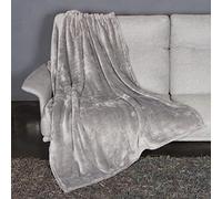 Kanguru Plaid Fluffi Loft Couverture Polaire, Plaid Canape Jeté de lit, Couvre lit Plaid Fourrure, Gris, 130 x 170 cm