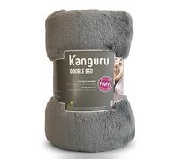 Kanguru Plaid Fluffi Loft lit Double, Couverture lit 2 Personnes, Couverture Polaire, Plaid Canape, Couverture Enfant, Jeté de lit, Effect Fourrure, Gris, 230 x 230 cm