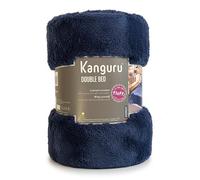 Kanguru Plaid Fluffi Midnight - Couverture Polaire Effet Fourrure, Lit Double ou Canapé, Jeté de Lit pour 2 Personnes, Bleu, 230 x 230 cm
