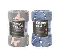 Kanguru Pyjama Party Kit - Set 2 Plaid Glow in the Dark 130 x 150 cm Papillon Gris + Constellations Bleu - Plaid Polaire Souple Fluorescent pour Fêtes Amis Décorations - Idée Cadeau