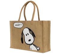 Kanguru Sac Cabas Femme What Snoopy - Sac Shopping en Coton avec Poche Intérieure et Poignées, Réutilisable et Écologique - Idée Cadeau Noël, Sorties, Courses, Plage, Camping