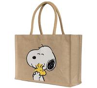 Kanguru Sac Coton pour femme Snoopy Woodstock avec poignées et poche Sac Cabas en Toile, Réutilisable Sac à Provisions en Jute, pour le Shopping, Les Sorties, le Camping, le Magasin, idee cadeau noel